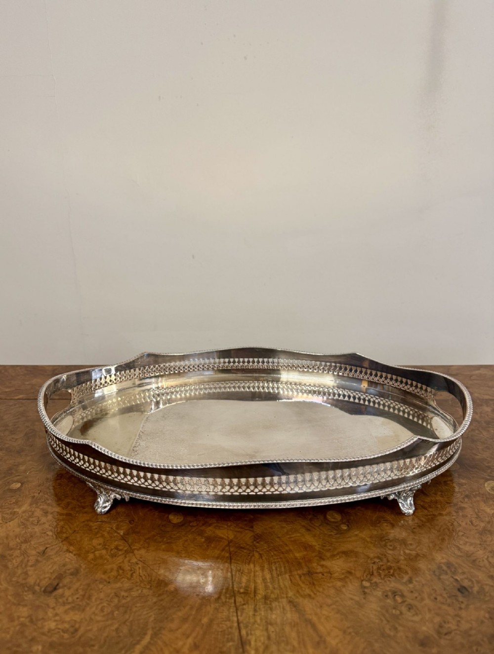 Pretty quality antique Edwardian silver plated tray