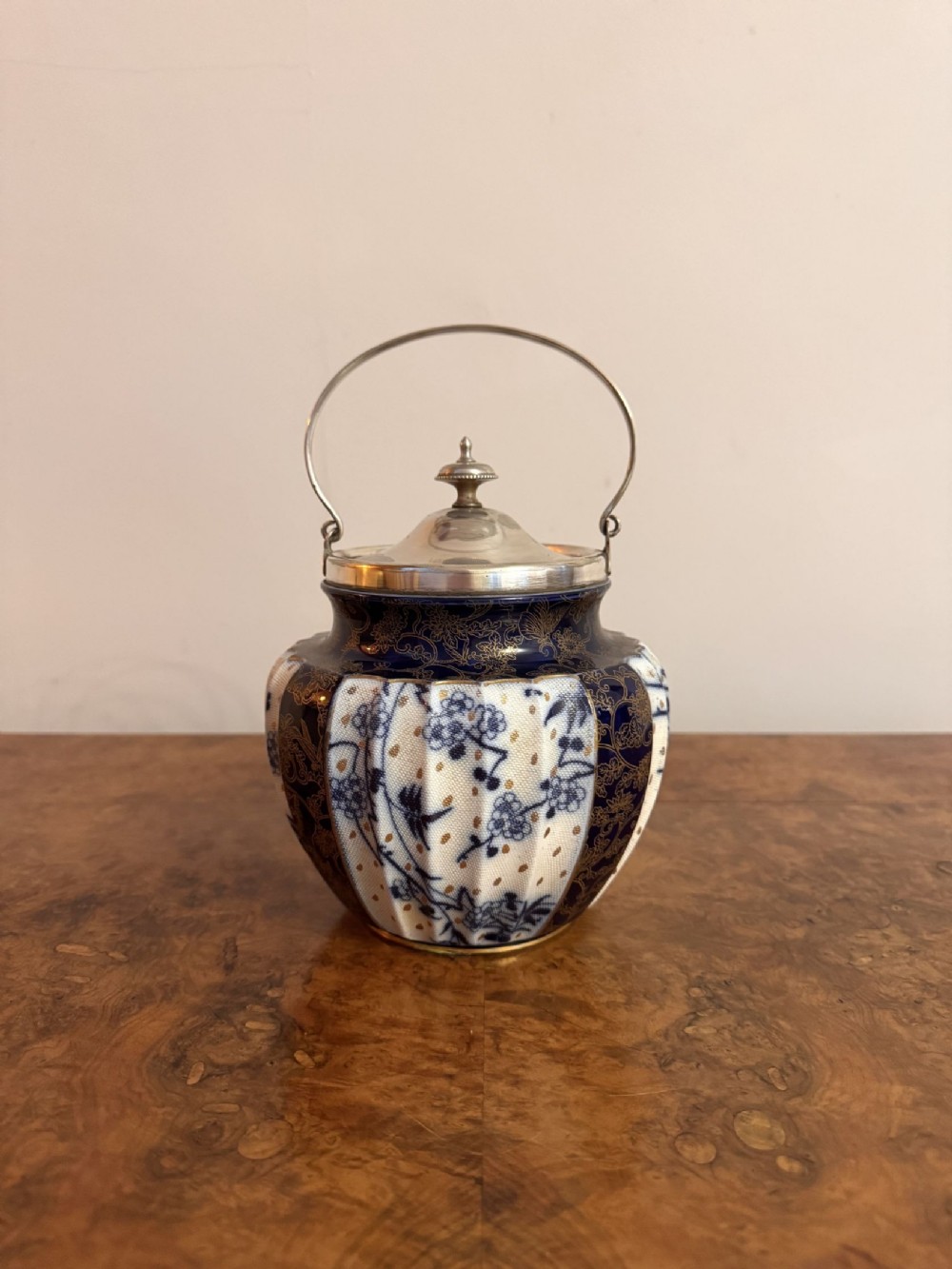 Pretty antique Doulton Burslem biscuit barrel 