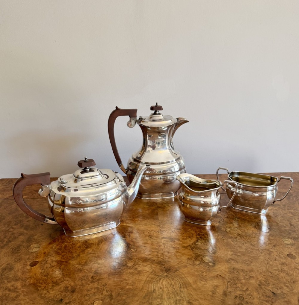Antique Edwardian quality silver plated four piece tea set