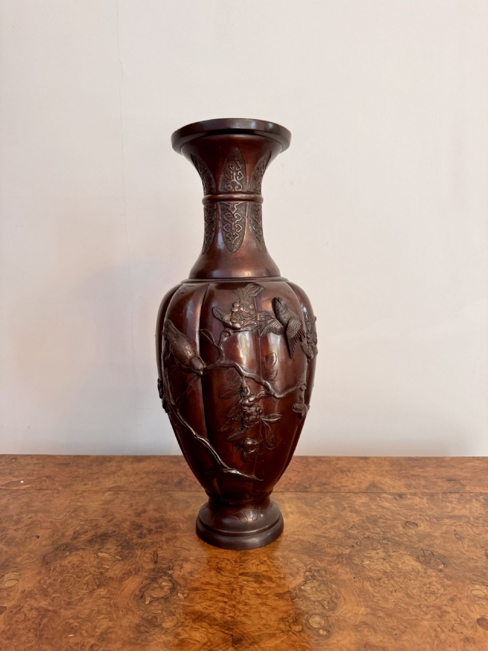 Outstanding quality large antique Japanese bronze vase 