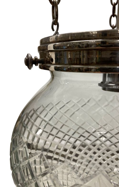 AN ENGLISH EDWARDIAN GLASS PENDANT LIGHT - ADDITIONAL PHOTO 2