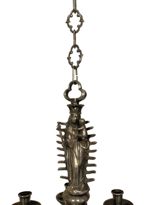 A FLEMISH GOTHIC SILVER PLATED CHANDELIER - ADDITIONAL PHOTO 3