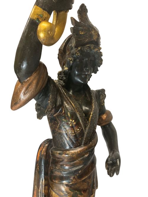 A XIX CENTURY VENETIAN BLACKAMOOR TORCHERE - ADDITIONAL PHOTO 2