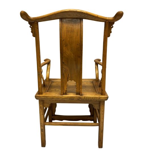 A GOOD PAIR OF XIX CENTURY CHINESE YOKE BACK SCHOLARS CHAIRS IN ELM - ADDITIONAL PHOTO 7