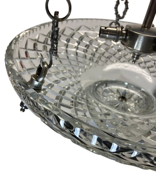 A FINE ENGLISH CUT GLASS SILVER PLATED XIX CENTURY DISH LIGHT - ADDITIONAL PHOTO 1