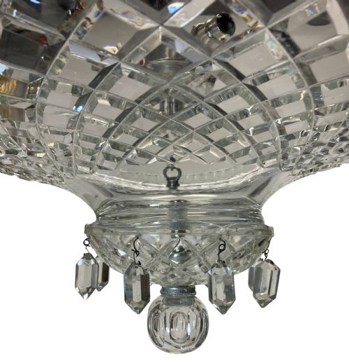 A FINE ENGLISH CUT GLASS SILVER PLATED XIX CENTURY DISH LIGHT - ADDITIONAL PHOTO 2