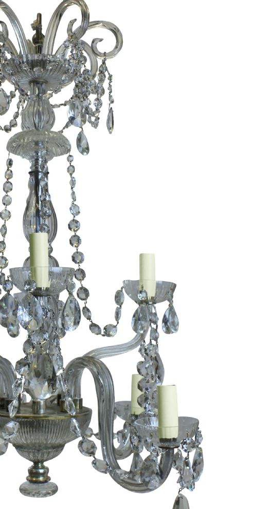 AN EDWARDIAN EIGHT ARM CUT GLASS CHANDELIER - ADDITIONAL PHOTO 2