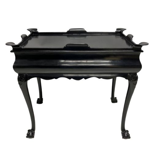 A BLACK LACQUERED WALNUT SILVER TABLE - ADDITIONAL PHOTO 2