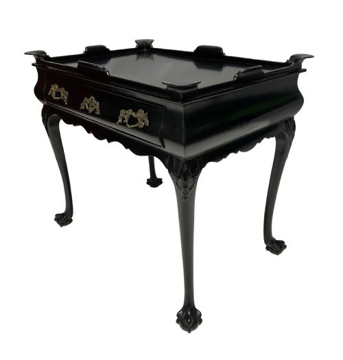 A BLACK LACQUERED WALNUT SILVER TABLE - ADDITIONAL PHOTO 4