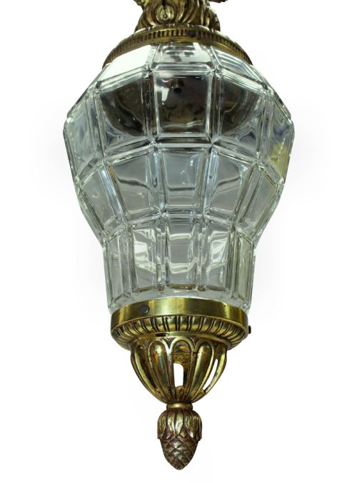 A GILT BRONZE GLASS LANTERN AFTER VERSAILLE - ADDITIONAL PHOTO 1