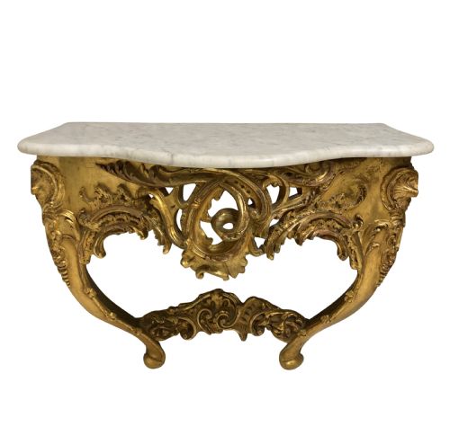 A XIX CENTURY GERMAN GILT WOOD CONSOLE TABLE