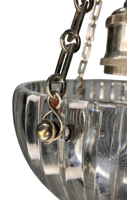 A FINE CUT EDWARDIAN CUT GLASS SILVER PLATED PENDANT LIGHT - ADDITIONAL PHOTO 1