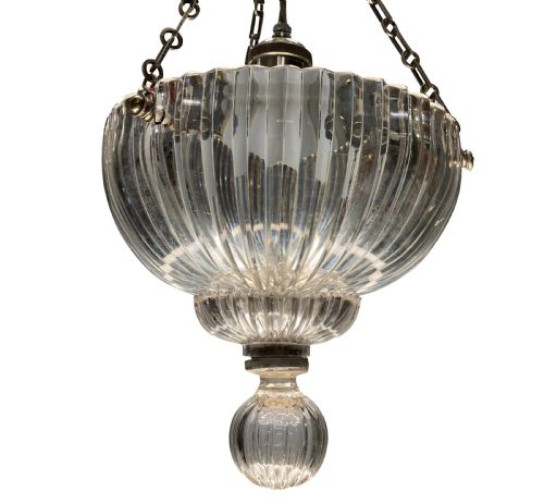 A FINE CUT EDWARDIAN CUT GLASS SILVER PLATED PENDANT LIGHT - ADDITIONAL PHOTO 3