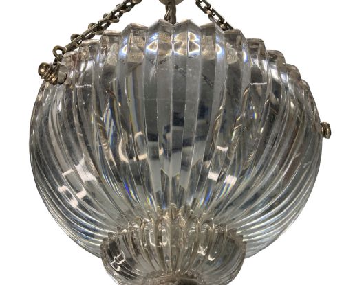 A FINE CUT EDWARDIAN CUT GLASS SILVER PLATED PENDANT LIGHT - ADDITIONAL PHOTO 5