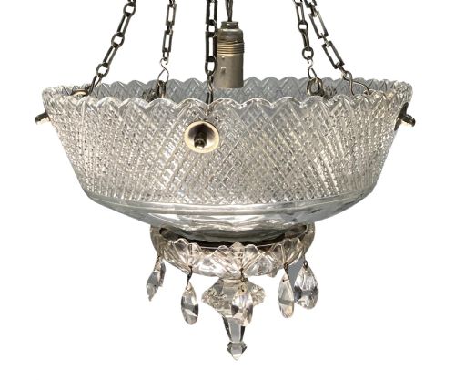 A FINE ENGLISH EDWARDIAN CUT GLASS DISH LIGHT - ADDITIONAL PHOTO 1