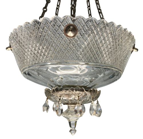 A FINE ENGLISH EDWARDIAN CUT GLASS DISH LIGHT - ADDITIONAL PHOTO 2