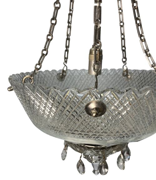 A FINE ENGLISH EDWARDIAN CUT GLASS DISH LIGHT - ADDITIONAL PHOTO 3