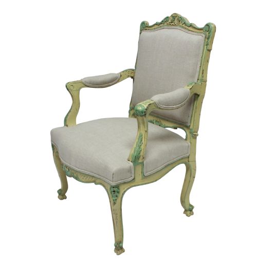 A PAIR OF 1930'S PAINTED LOUIS XV STYLE ARMCHAIRS - ADDITIONAL PHOTO 2