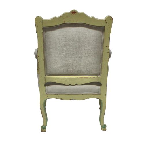 A PAIR OF 1930'S PAINTED LOUIS XV STYLE ARMCHAIRS - ADDITIONAL PHOTO 4