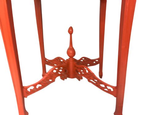 A PAIR OF SCARLET CHIPPENDALE STYLE SIDE TABLES - ADDITIONAL PHOTO 7