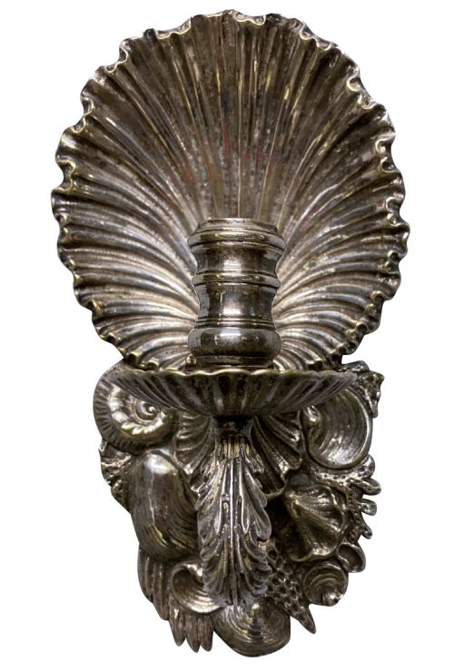 A PAIR OF ENGLISH SILVER GROTTO SCONCES - ADDITIONAL PHOTO 1