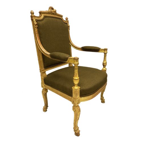 A FINE LOUIS XIV STYLE GILTWOOD ARMCHAIR - ADDITIONAL PHOTO 1