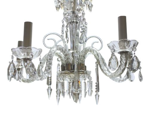 A SMALL ENGLISH CUT GLASS CHANDELIER IN THE GEORGIAN MANNER - ADDITIONAL PHOTO 1