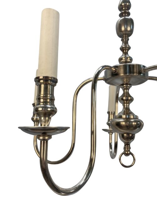 AN ENGLISH EDWARDIAN SILVER PLATED FIVE ARM CHANDELIER - ADDITIONAL PHOTO 2
