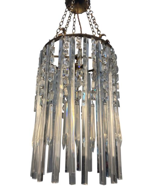 AN ENGLISH CUT GLASS WATERFALL PENDANT LIGHT - ADDITIONAL PHOTO 1