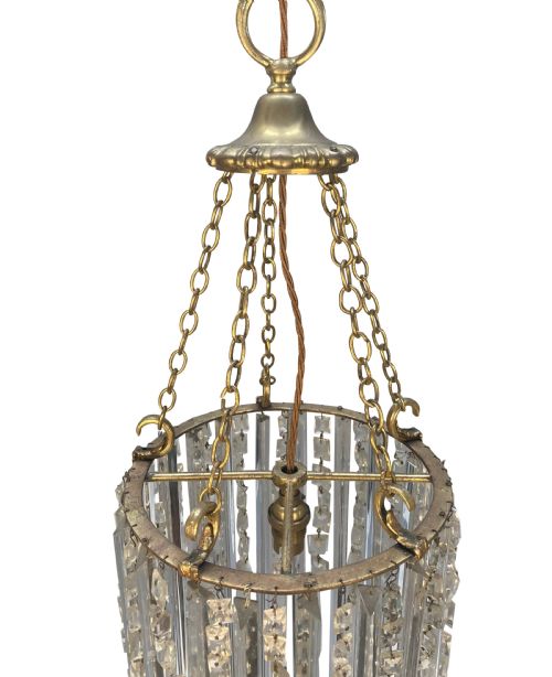 AN ENGLISH CUT GLASS WATERFALL PENDANT LIGHT - ADDITIONAL PHOTO 2