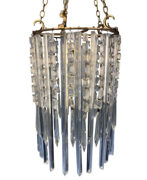 AN ENGLISH CUT GLASS WATERFALL PENDANT LIGHT - ADDITIONAL PHOTO 3