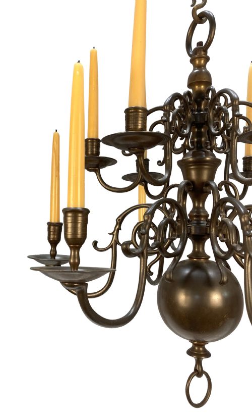 A XIX CENTURY ENGLISH BRONZE CHANDELIER IN THE DUTCH TASTE - ADDITIONAL PHOTO 3