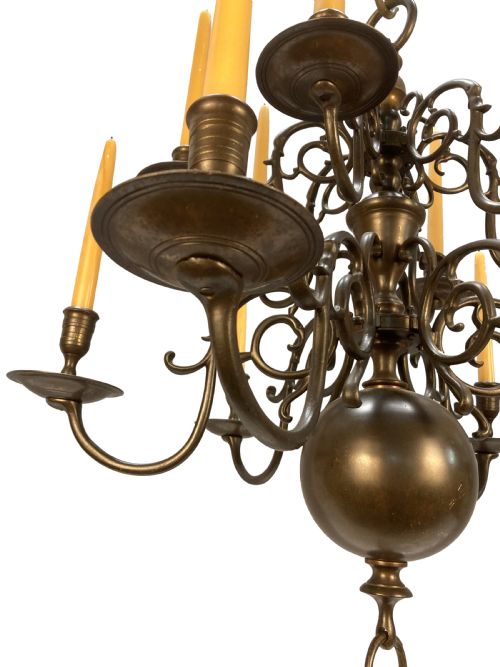 A XIX CENTURY ENGLISH BRONZE CHANDELIER IN THE DUTCH TASTE - ADDITIONAL PHOTO 4