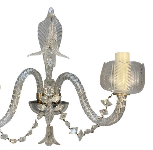 A PAIR OF 1930'S BACCARAT TWIN BRANCH WALL LIGHTS - ADDITIONAL PHOTO 2