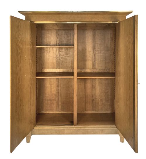 A LARGE SWEDISH EMPIRE REVIVAL CUPBOARD IN BLEACHED BIRDS EYE MAPLE BRASS - ADDITIONAL PHOTO 7