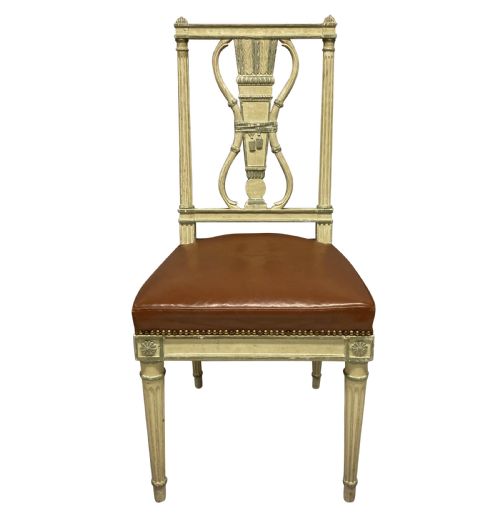 A SET OF SIX LOUIS XVI STYLE PAINTED DINING CHAIRS - ADDITIONAL PHOTO 1