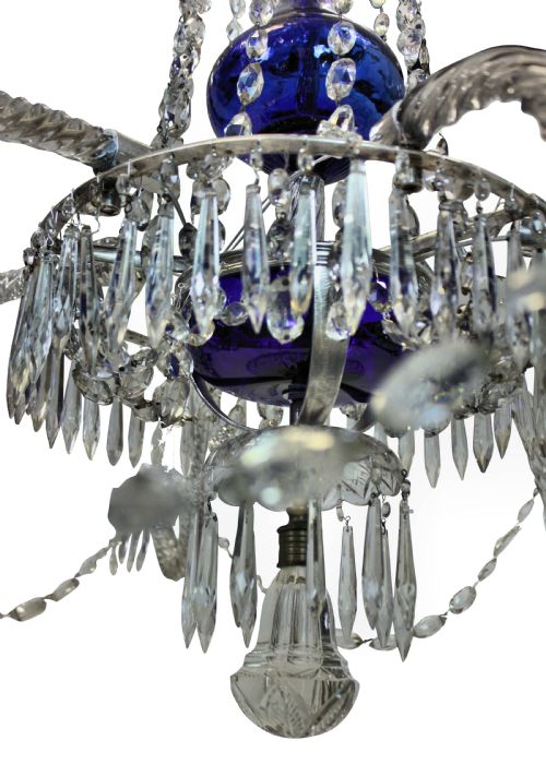 A XIX CENTURY SWEDISH SIX BRANCH CUT GLASS CHANDELIER - ADDITIONAL PHOTO 2