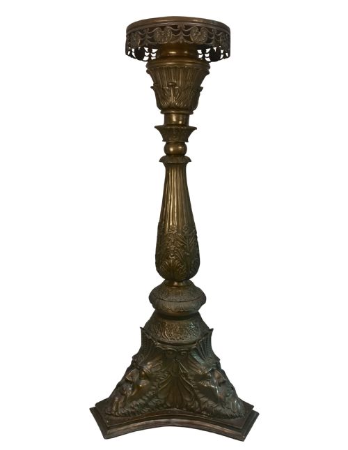 A PAIR OF LARGE VENETIAN BRONZE TORCHERE PEDESTALS - ADDITIONAL PHOTO 1