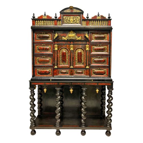 A FINE LATE XVII CENTURY FLEMISH TORTOISESHELL ARCHITECTURAL CABINET ON STAND