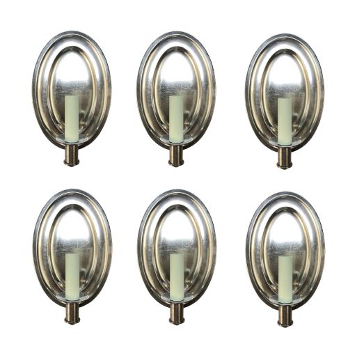 A Set of Six XVII Century Style German Silver Plated Single Arm Sconces