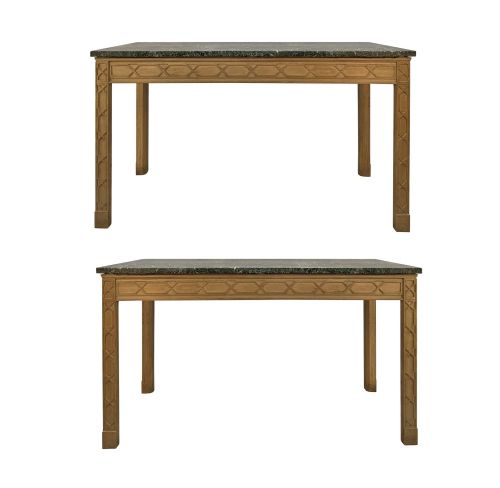 A Pair of George III Style Pine Console Tables with Marble Tops