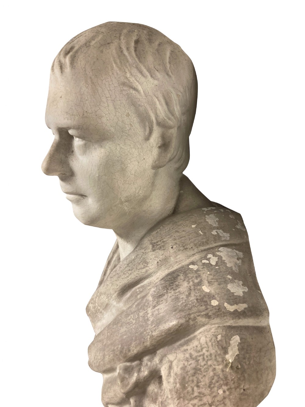 An off-white plaster classical portrait bust of Sir Walter Scott set atop a decorative wall bracket decorated with an eagle corbel. View VI