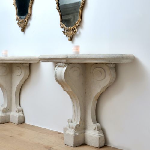 a pair of stone consoles - CATEGORY: ANTIQUE TABLES - DATED 1920