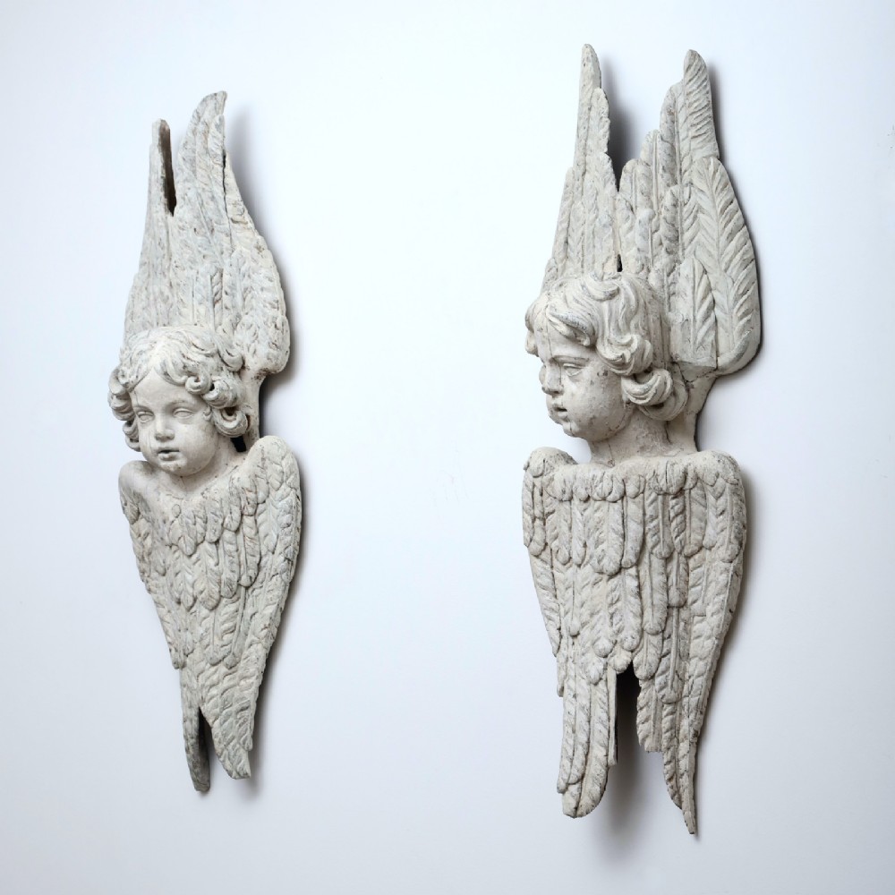 A Pair Of 18th Century Baroque Carved Angels