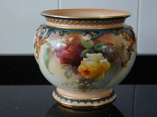 Royal Worcester Artist Signed Jardiniere