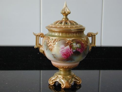 Royal Worcester Artist Signed Pot Pourri Vase and Cover