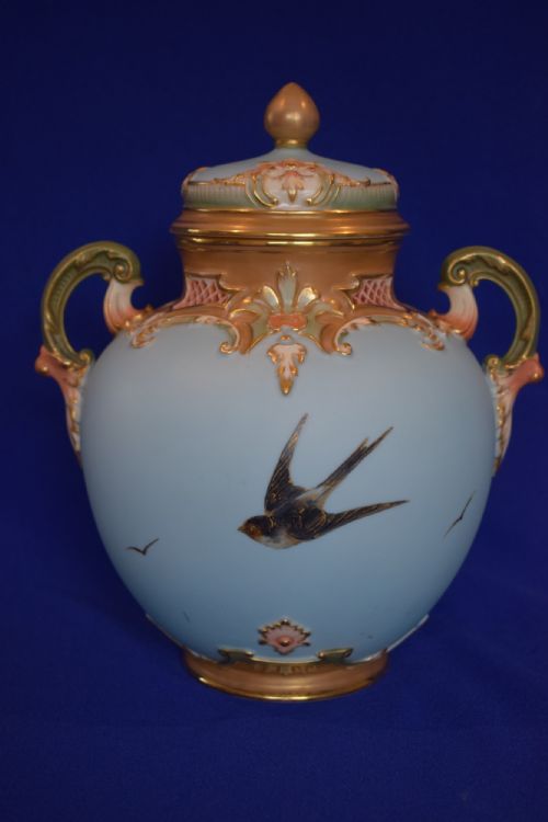 ROYAL WORCESTER POT POURRI FLYING SWANS BY C BALDWYN - ADDITIONAL PHOTO 1