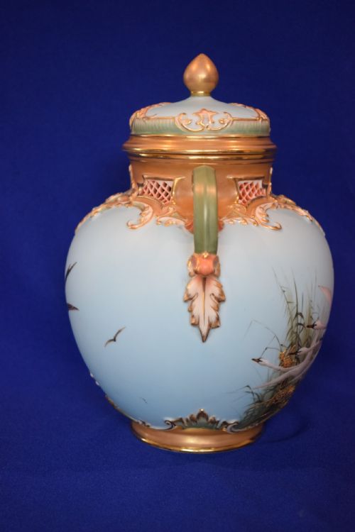 ROYAL WORCESTER POT POURRI FLYING SWANS BY C BALDWYN - ADDITIONAL PHOTO 2
