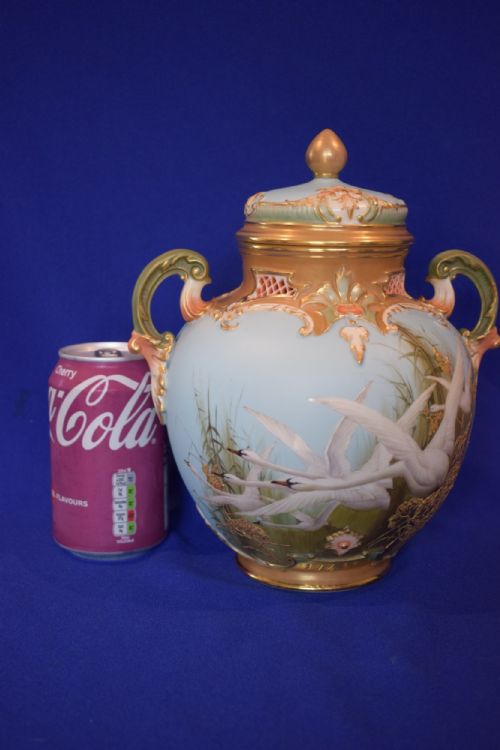 ROYAL WORCESTER POT POURRI FLYING SWANS BY C BALDWYN - ADDITIONAL PHOTO 3