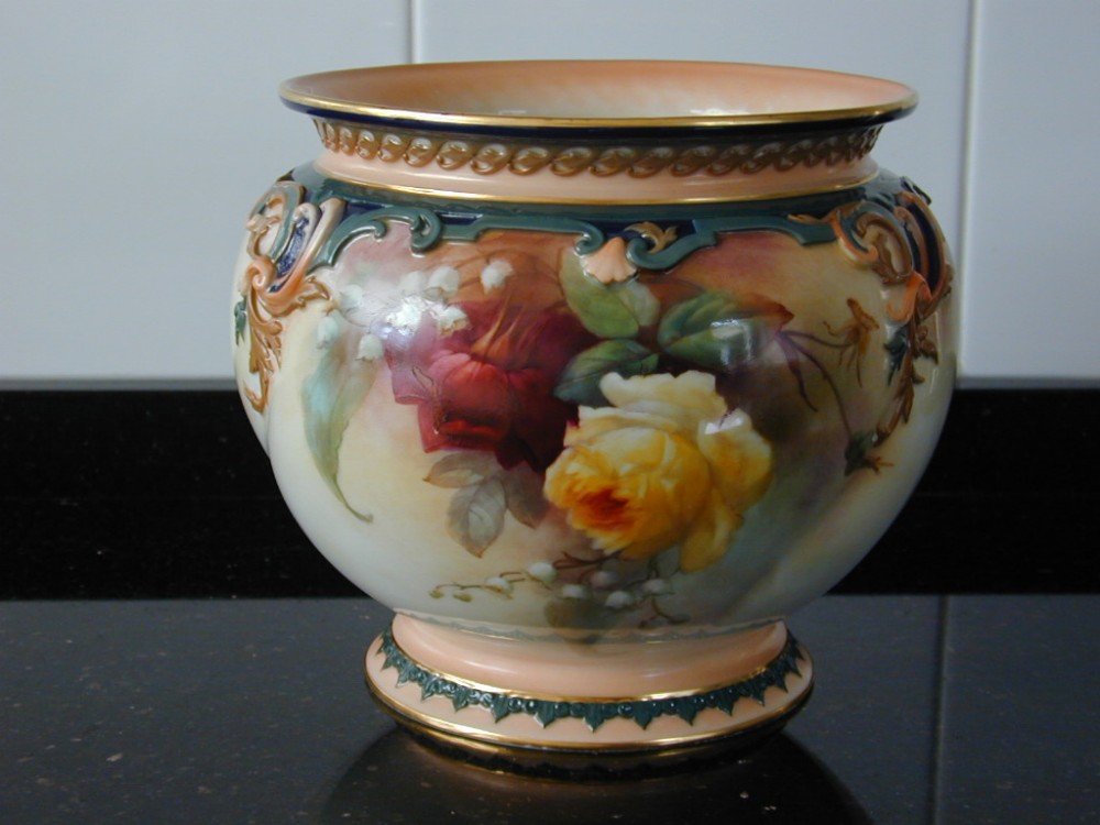 Royal Worcester artist signed Jardiniere